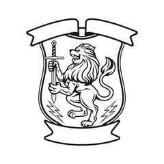 family crest lion icon vector illustration