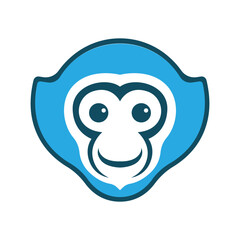 capuchin monkeys head blue logo  vector illustration