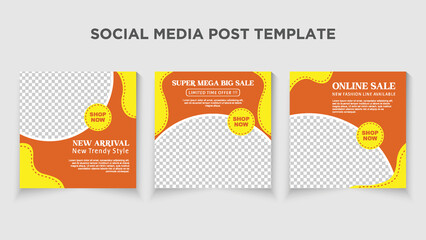 3 Editable square banner layout template. Modern social media post. Suitable for Post, Sale Banner, Promotion Product, Business, Company Fashion Beauty, etc.