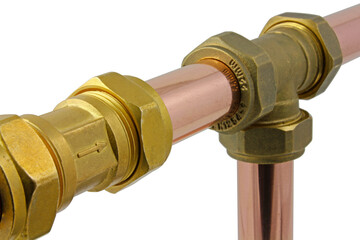 Isolated view plumbing fittings and pipework, png transparent.
