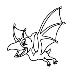 Funny pterodactyl cartoon vector coloring page © deny