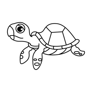 Funny turtle cartoon vector coloring page