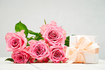 pink roses on the table