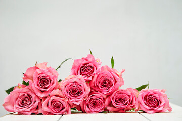 pink roses on the table