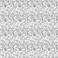 Easter pattern. Seamless pattern with easter icons. Easter background