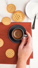 Round cookies on a white background