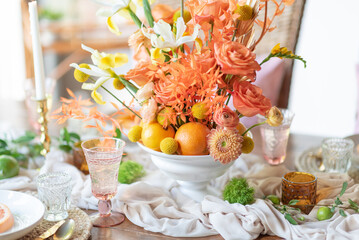 Citrus orange tablescape table
