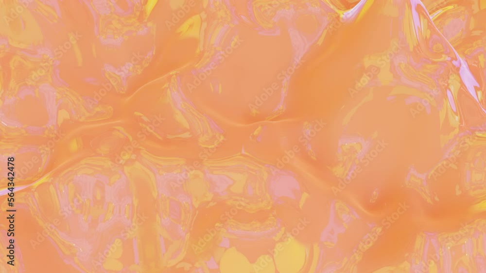 Poster 3d abstract looped background. orange deforming wave surface with texture.