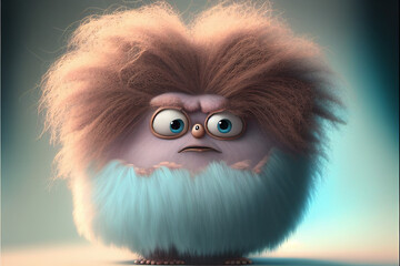 Fototapeta premium Fluffy caricature, cute creature, generative ai