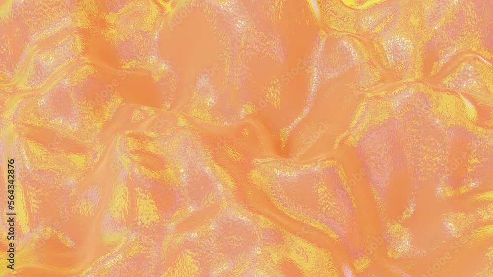 Poster 3d abstract looped background. orange deforming wave surface with texture.
