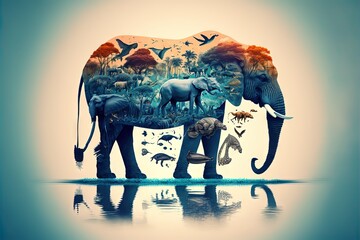 World Wildlife Day with the animals in abstract representation Illustration generative ai