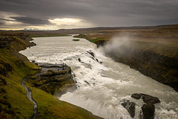 Gullfoss, waterfall in iceland during summer