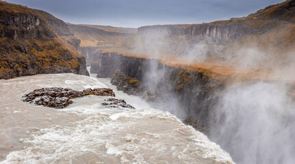 Gullfoss, waterfall in iceland during summer