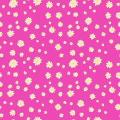 Many flowers on pink, seamless pattern design, repeating background