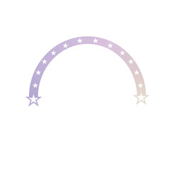 Simple Frame of Semi Circle Shape with Little Stars Isolate on a White Background. No Text. Empty Layout with Light Violet and Beige Border. Graphic Element ideal for Card, Invitation, Banner.