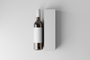 wine bottle with box mockup