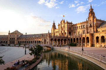 Obraz na płótnie Canvas View from Plaza de España, a picturesque plaza in the city of Seville, Spain
