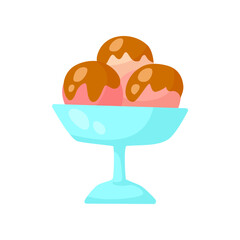 Ice cream in bowl as symbol of summer vector illustration. Cartoon drawing of summer element or sweet snack isolated on white background. Summer, vacation, food concept