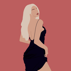 Blonde in a dress. Suitable for printing on T-shirts and notebooks