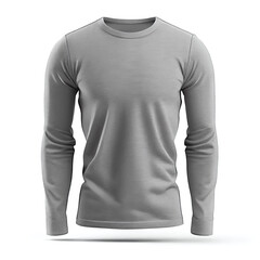 Fototapeta premium Blank long sleeve t-shirt gray color isolated on white background. Design element for branding placement. Digitally generated AI image