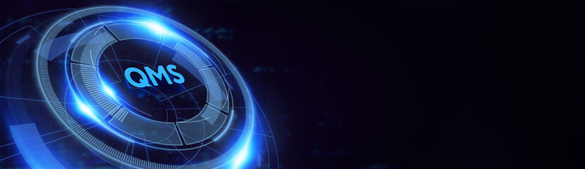 Quality management system business and industrial technology concept. QMS. 3d illustration