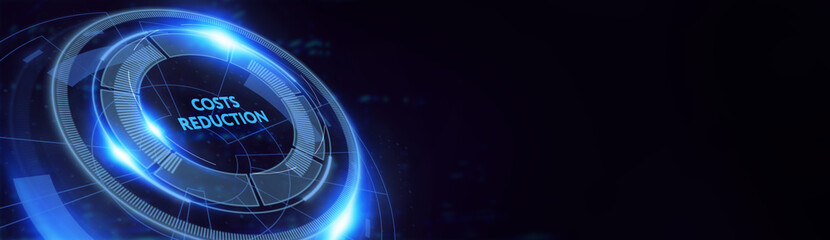 Costs reduction business finance optimization strategy economy saving. 3d illustration