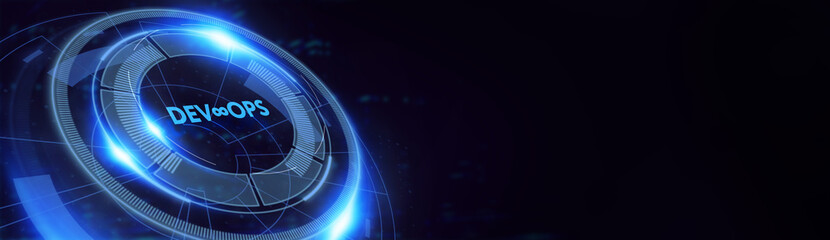 Naklejka premium DevOps Methodology Development Operations agil programming technology concept. 3d illustration