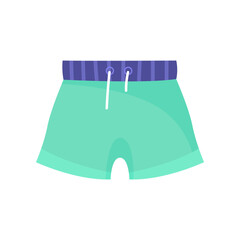 Blue swimwear for men vector illustration. Cartoon drawing of male swim shorts or underpants isolated on white background. Summer, fashion concept