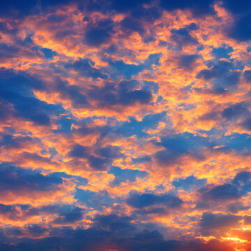 High-Resolution Clear and Cloudy Sky Texture Background Showcasing the Natural Beauty and Character of the Sunset Sky, Perfect for Adding a Touch of Nature to any Design © Gabriele