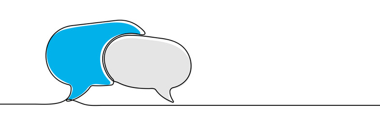 Continuous one line drawing of speech bubble. Vector illustration