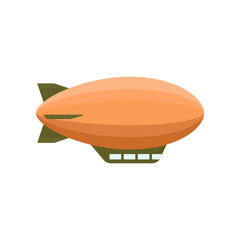 Colorful orange airship vector illustration. Vintage dirigible or zeppelin for carrying passengers isolated on white background. Transportation, tourism, aviation industry concept