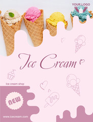 Ice cream cone, vector, leaflet design