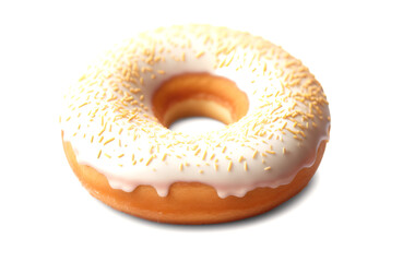 Obraz na płótnie Canvas Doughnuts isolated on white background. Colourful donuts over white with clipping path.