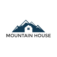 Mountain house logo design idea vector template