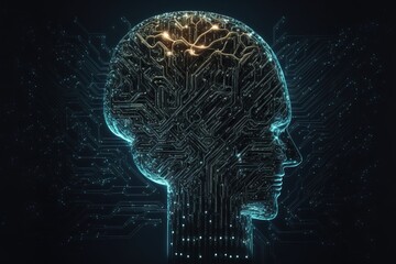 Neural network in the digital brain of artificial intelligence. Generative AI.