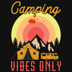 Mountain camping graphic tshirt design 