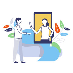 a flat design illustration  of online meeting