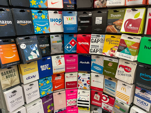 Variety of gift cards for a sale.