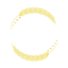 Round frame or icon from dry wheat with decoration.