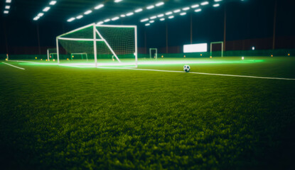 Fototapeta na wymiar Football training ground at night, Generative AI