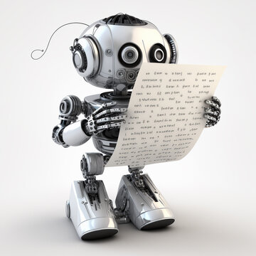 Roboter liest text, Roboter schreibt text, Android, Technischer Fortschritt, technological progress,  near future, AI generated art