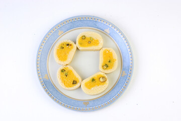 Indian delicious sweets and Mithai on a plate for festival