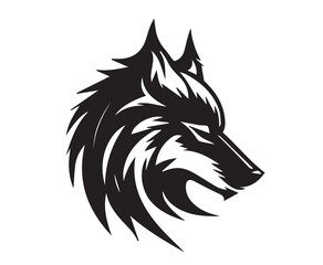 Black and white portrait of a wolf. Vector illustration