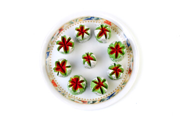 Indian delicious sweets and Mithai on a plate for festival