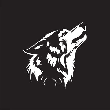 Black and white portrait of a wolf. Vector illustration