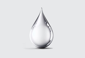 Silver liquid drop close-up. Clear water drop AI Generated