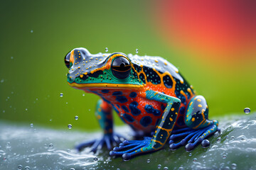 colorful rainforest poison dart frog, generative ai - obrazy, fototapety, plakaty