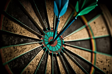 dart in the center of a dartboard