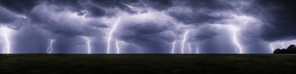 Dark stormy and rain clouds on a dark and stormy night - A panoramic view of the sky made by generative AI