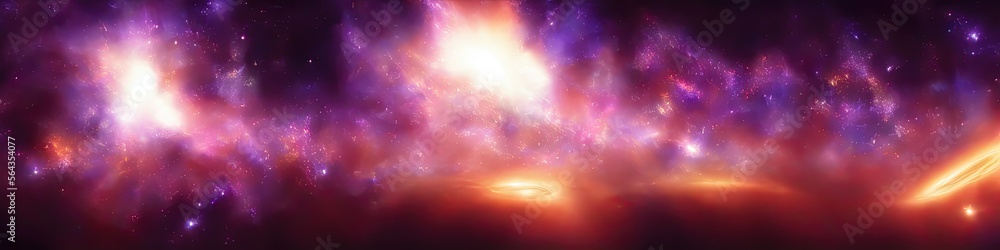Wall mural panoramic image of outer space - the universe and galaxy scene created by generative ai